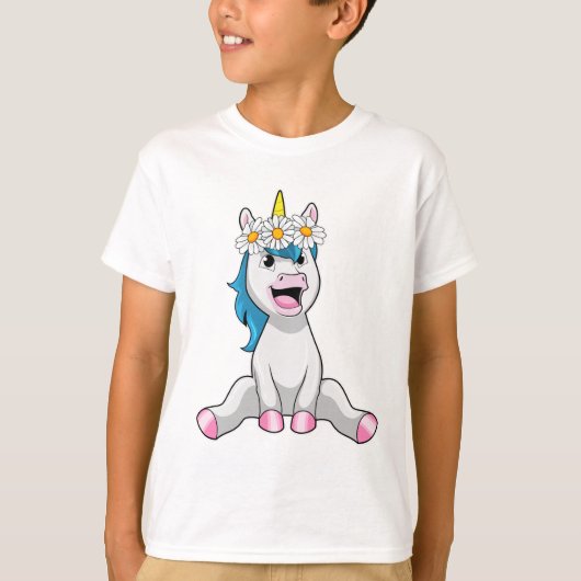 T-shirt Unicorn avec Flowers Daisy (Devant)