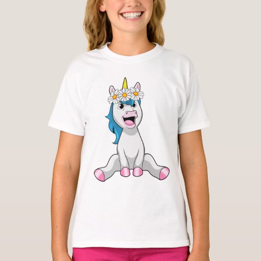 T-shirt Unicorn avec Flowers Daisy (Devant)