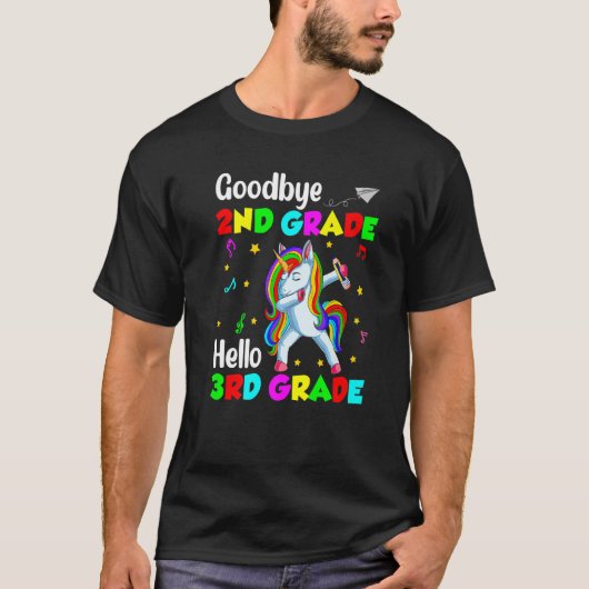 T-shirt Unicorn Back To School Goodbye 2nd Grade Hello Thi (Devant)