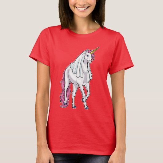 T-shirt Unicorn Bride Veil Mariage (Devant)