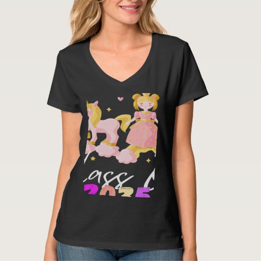 T-shirt Unicorn class of 2035 grow with me (Devant)