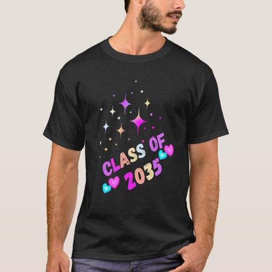 T-shirt Unicorn class of 2035 grow with me (Devant)