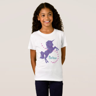 T-Shirt Unicorn Croire Violet rose Faux Parties scintillan