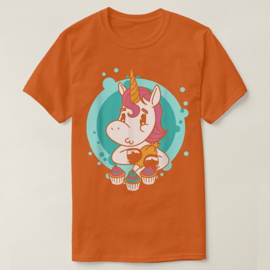 T-shirt Unicorn Cupcake Funny Girls Baking Cake Rainb (Design devant)
