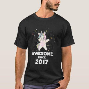 T-shirt Unicorn Dabbing Awesome Depuis 2017 Anniversaire D