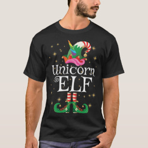 T-shirt Unicorn Elf Girls Women Funny Matching Christmas E