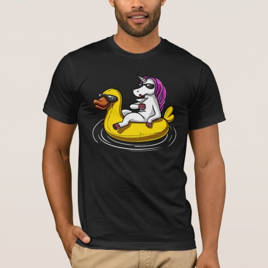 T-shirt Unicorn équitation Bain Canard Float Funny Pool Pa (Devant)