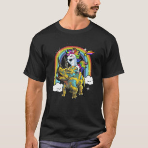 T-shirt Unicorn équitation Dinosaur Triceratops Rainbow