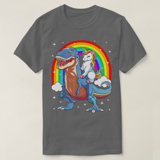 T-shirt Unicorn équitation T rex Dinosaur garçons Filles H (Design devant)