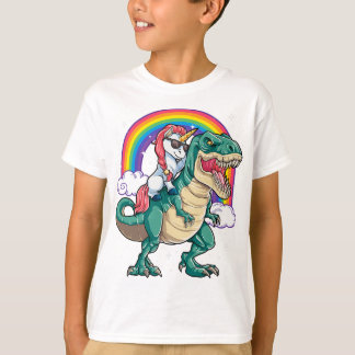 T-shirt Unicorn équitation T rex Dinosaur garçons Filles H