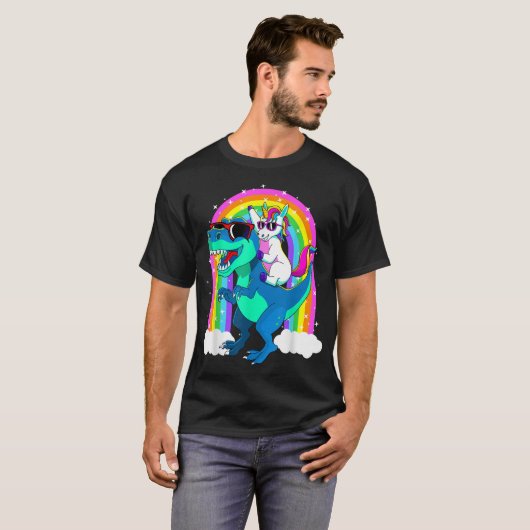 T-shirt Unicorn équitation Trex Dinosaur Filles Garçons En (Devant entier)