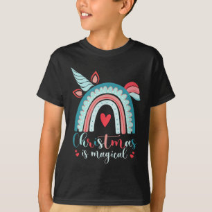 T-shirt Unicorn Face mignon Arc-en-ciel Noël est magique