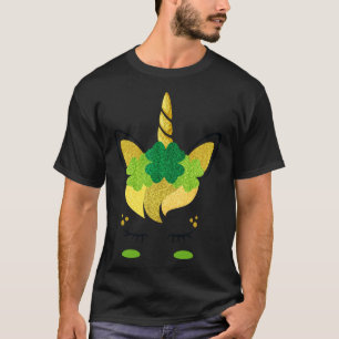 T-shirt Unicorn Face St Patrick's Day Irlandais Girls Kids