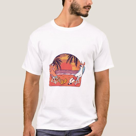 T-shirt Unicorn Flamant rose Beach (Devant)