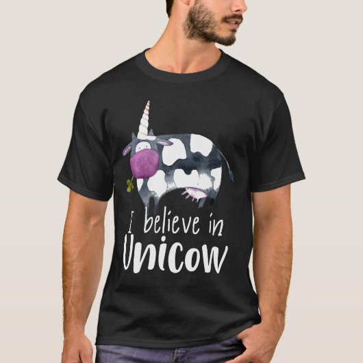 T-shirt Unicorn Funny Cow Je Crois En Unicow Tee (Devant)