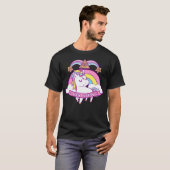 T-shirt Unicorn Hail Satan Death Metal Rainbow Cadeau (Devant entier)
