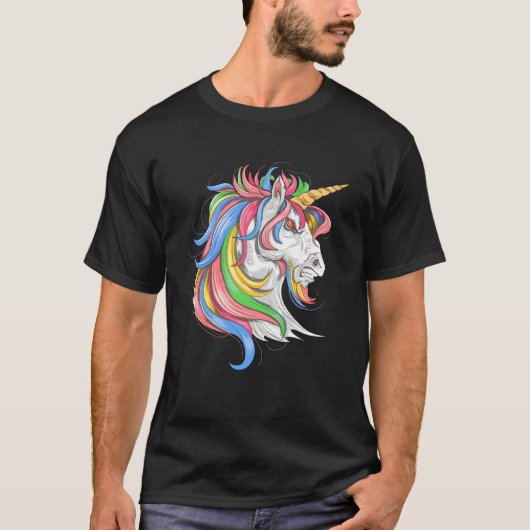 T-shirt Unicorn horse face Horror scary Halloween (Devant)