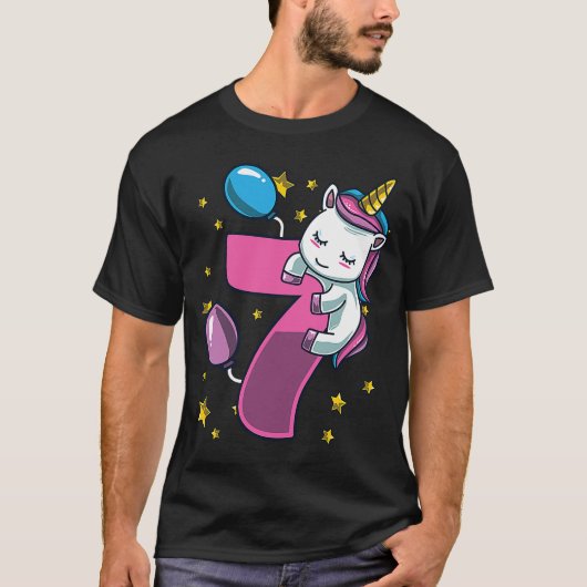T-shirt Unicorn I Bin 7 Ans Fête d'anniversaire fille (Devant)