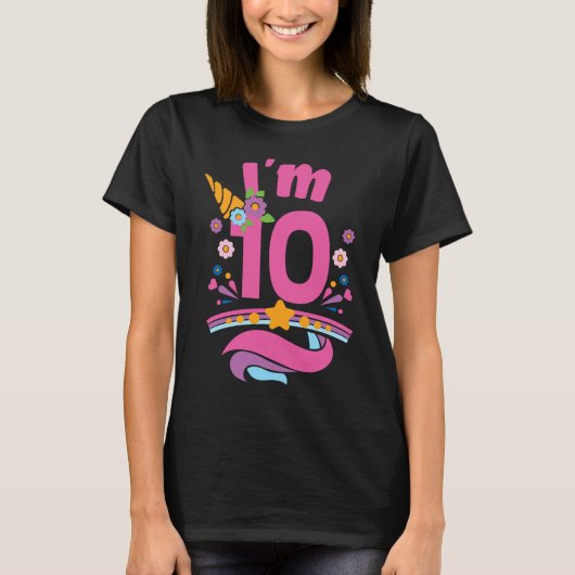 T-shirt Unicorn Ich Bin 10 ans Fête d'anniversaire fille (Devant)