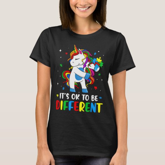 T-shirt Unicorn Its Ok To Be Different Autism Awareness Fo (Devant)