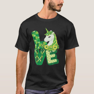 T-shirt Unicorn Love Cute Unicorn Face St Patricks Days Gi