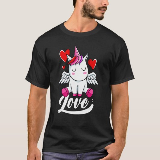 T-shirt Unicorn Love Valentines Day mignon Magique Arc-en- (Devant)