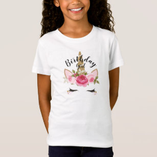 T-Shirt Unicorn Or rose Floral mignonne tendance Anniversa