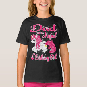 T-shirt Unicorn Papa Of 4th Birthday Girl Shirt Matchin