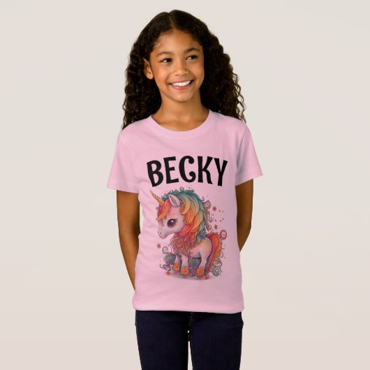 T-Shirt UNICORN PERSONNALISÉ CUTE PERSONNALISÉE FILLE-CHEM (Devant entier)