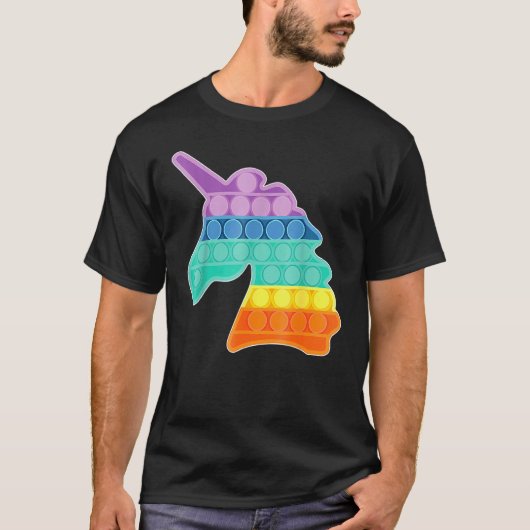 T-shirt Unicorn Pop Rianbow Push Bubble Fidget Sensory Toy (Devant)
