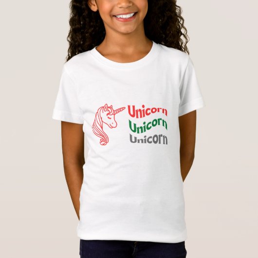 T-shirt Unicorn pour filles. (Devant)