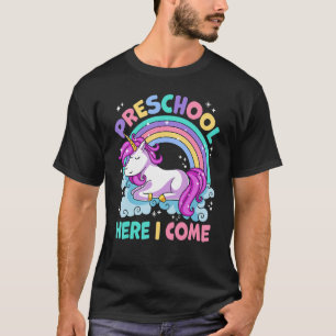 T-shirt Unicorn Preschool Ici Je Reviens À L'École Fille