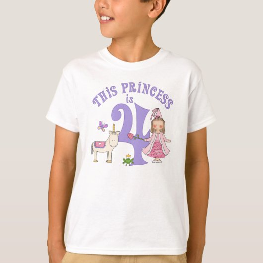 T-shirt Unicorn Princess 4e anniversaire (Devant)