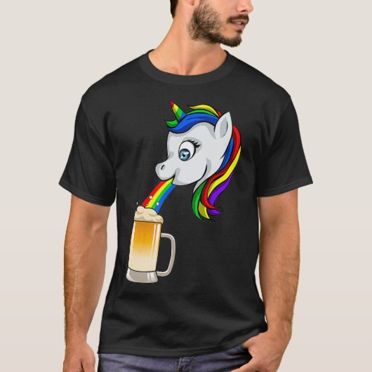 T-shirt Unicorn Puke Rainbow Beer Drôle Boire PBV (Devant)