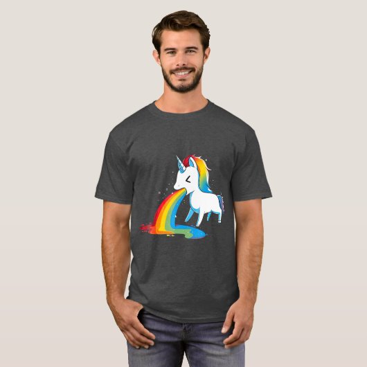 T-shirt Unicorn Puking Rainbows Graphic Funny Rainbow (Devant entier)