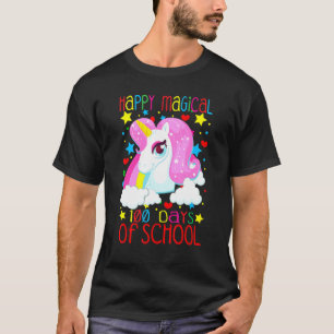 T-shirt Unicorn Rainbow 100th Days Happy Magical 100 Days