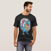T-shirt Unicorn Riding Dinosaur Rex Retro Sunset Boys Girl (Devant entier)