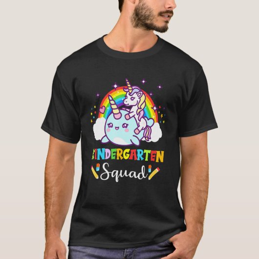 T-shirt Unicorn Riding Narwhal Kindergarten Squad Retour à (Devant)