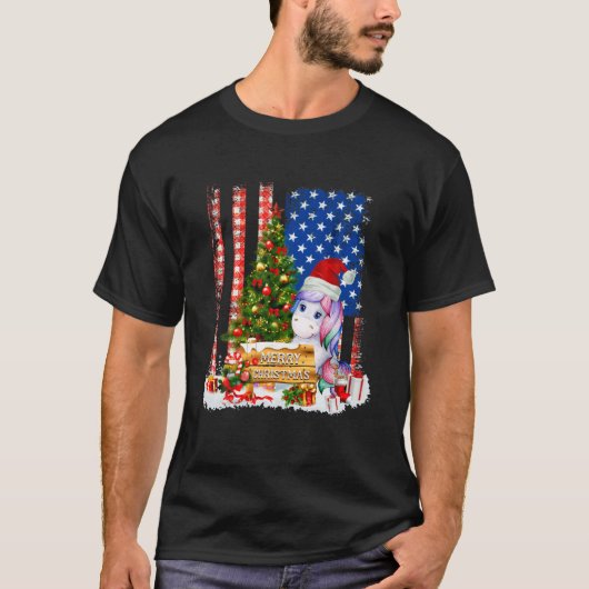 T-shirt Unicorn Santa Hat (Devant)