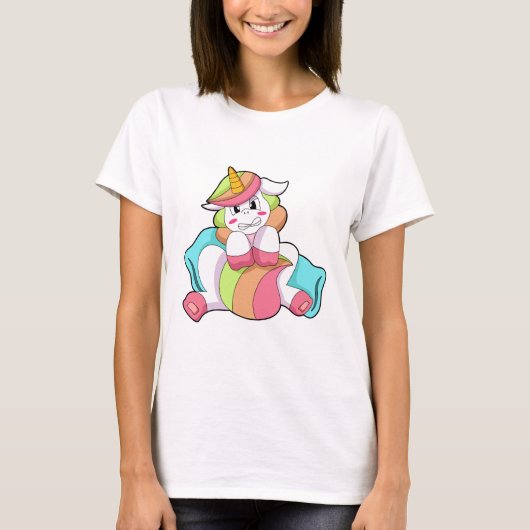 T-shirt Unicorn shy with Pillow (Devant)