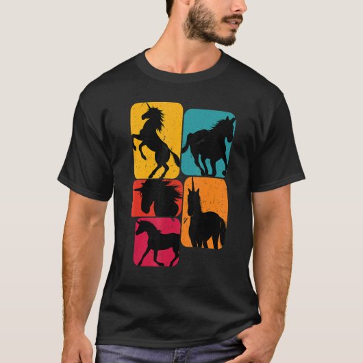 T-shirt Unicorn unicorns Retro Design (Devant)