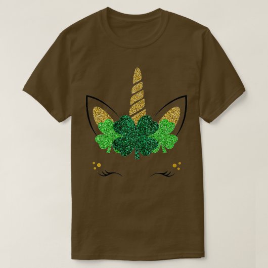 T-shirt Unicorn Visage Jour de la Saint Patrick filles (Design devant)