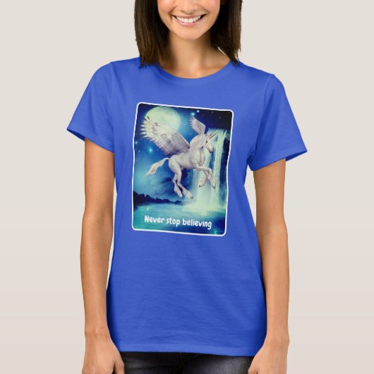 T-shirt Unicorn Waterfall Believe Inspirational (Devant)