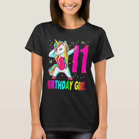 T-shirt Unicorne 11 ans Dabbing 11e anniversaire fille Uni (Devant)