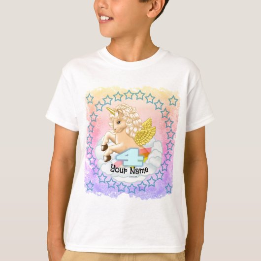 T-shirt Unicorne 4 ans Anniversaire (Devant)