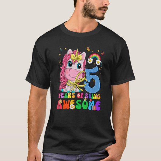 T-shirt Unicorne 5e anniversaire 5 ans fille Princesse P (Devant)