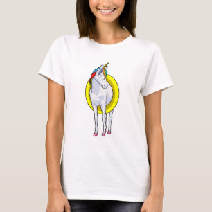 T-shirt Unicorne à la natation avec anneau de nage