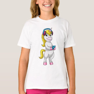 T-shirt Unicorne à l'écoute de musique avec casque