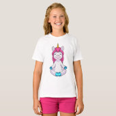 T-shirt Unicorne à Meditate en position assise (Devant entier)