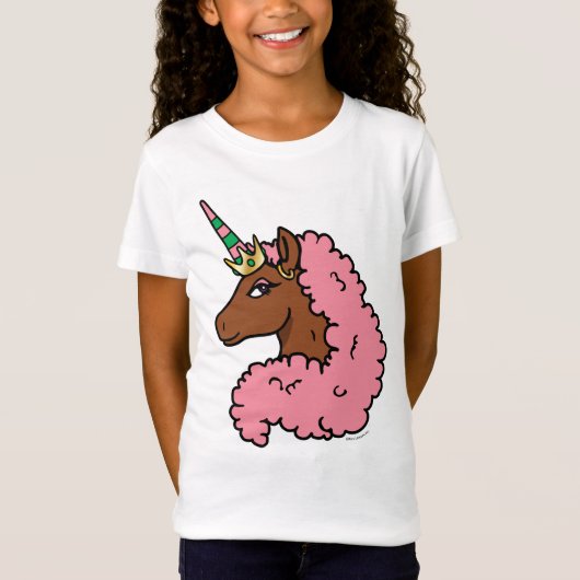 T-Shirt Unicorne Afro Rose clair (Devant)
